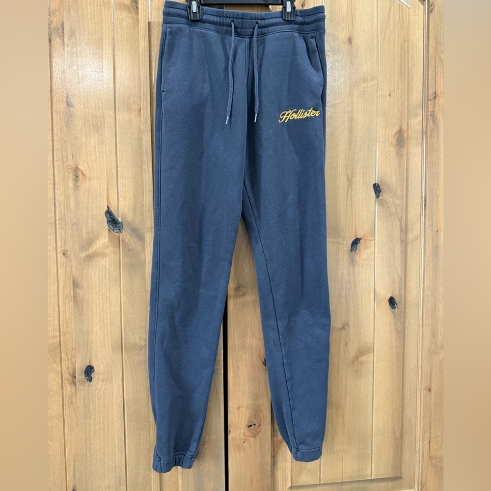 Hollister Blue Sweatpants Joggers with Yellow Logo